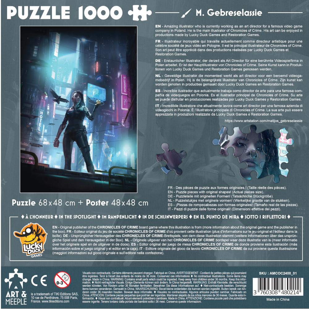 ART&MEEPLE – Puzzle 1000 pièces 68x48cm Chronicles of Crime 2400 dos