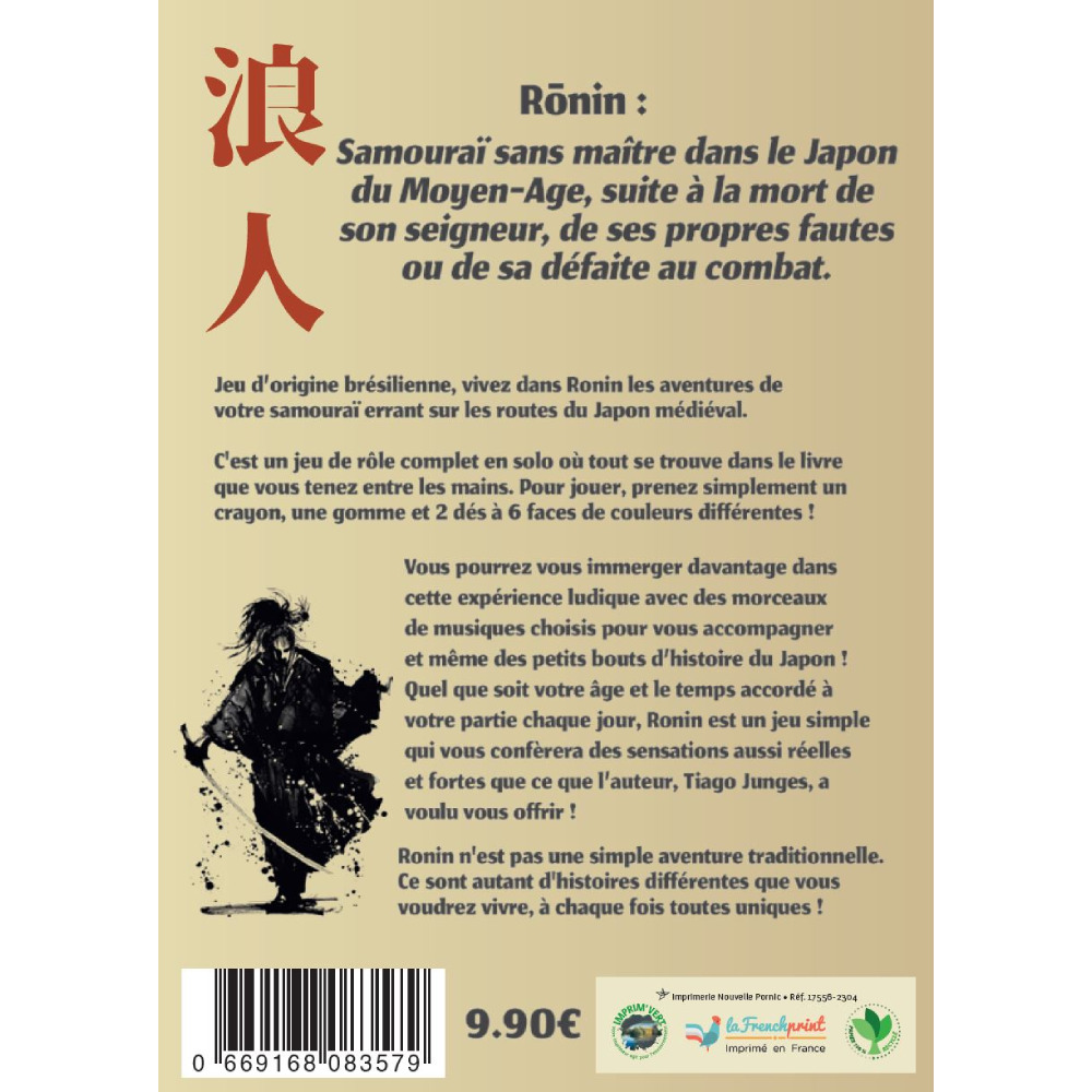 RONIN – Jeu de Rôle en Solo dos